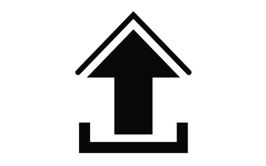 A simple graphic representing the concept of uploading something upwards.