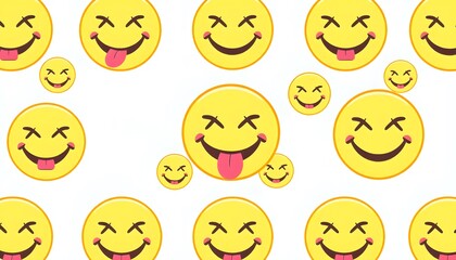 Fototapeta premium Joyful smiley faces pattern brings vibrant happiness and playful energy to any design project.