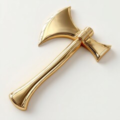 Ornate Gold Axe on White Background