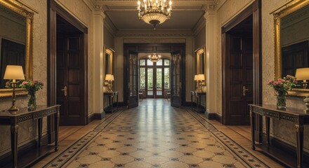 Fototapeta premium Opulent Hallway: A journey through timeless elegance and architectural splendor