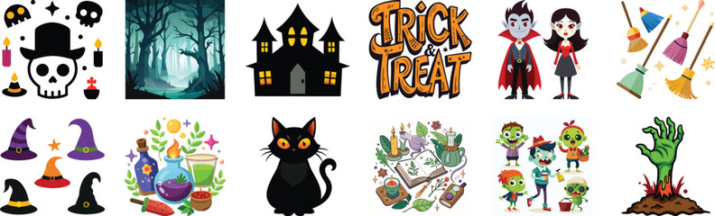 Colorful Cat Illustration with CMYK Grayscale and Font Variety for Creative Projects