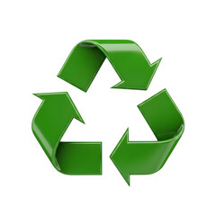 Obraz premium 3d icon of green recycling symbol isolated on transparent background