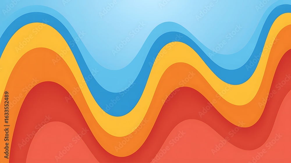 Poster vibrant layered waves create a dynamic abstract background perfect for modern design projects