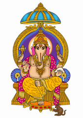 Fototapeta premium hand drawn digital art of lord ganesha