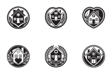Collection of Home Care and Medical Logo Designs Representing Health Support and Community Wellbeing in Vector Format