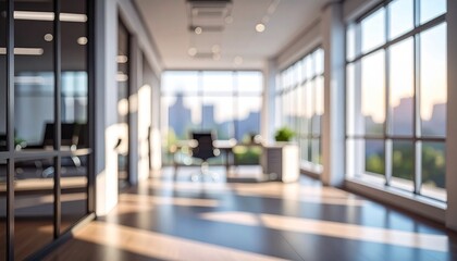 Office Interior Blur with Clean Lines and Bright Natural Light