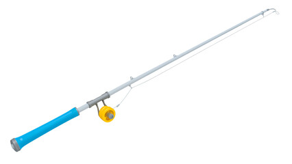 Fototapeta premium Get ready for adventure with this vivid fishing rod perfect for sports, recreation and outdoor lifestyle visuals inspiring fun and relaxation