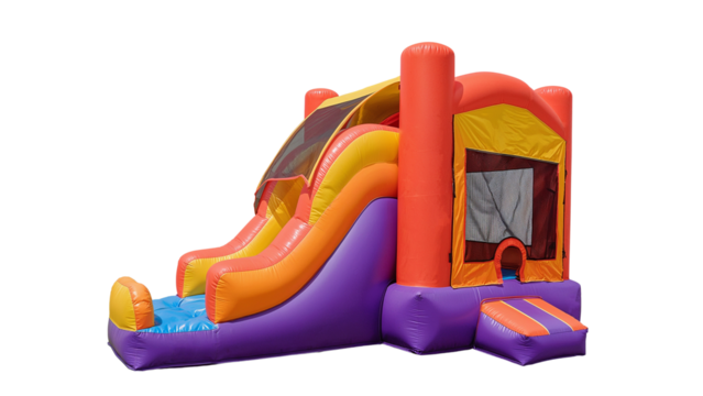 Fun colorful inflatable bouncy house with slide for kids' summer parties and events brings joy, energy, and active play for unforgettable memories