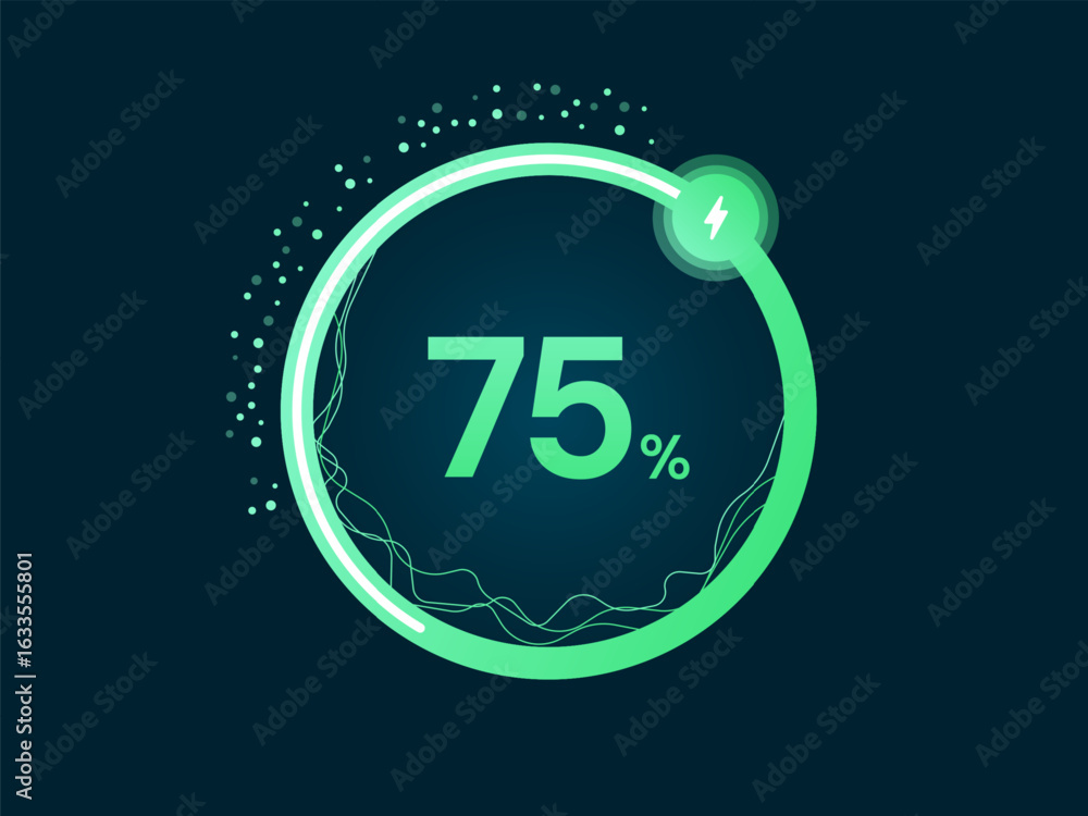 Fototapete electric vehicle battery charging dashboard hologram interface with abstract wavy lines in circle ro