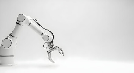 Advanced robotic arm with precision gripper in a clean modern laboratory setting for automation technology and industrial robotics applications