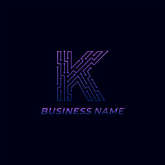 design logo combine letter K and circuit