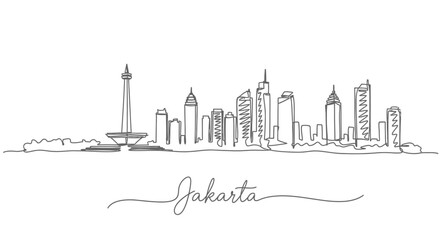 Jakarta Skyline Single Line Minimalist.