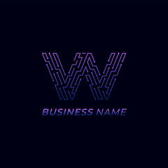 design logo creative letter W and circuit