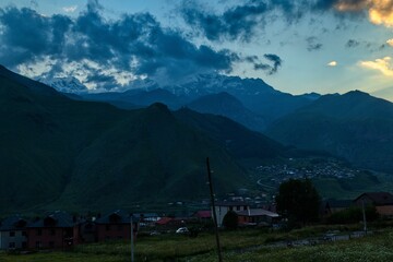 Fototapeta premium climbing mount kazbeg in georgia in summer