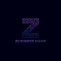 design logo creative letter Z and circuit