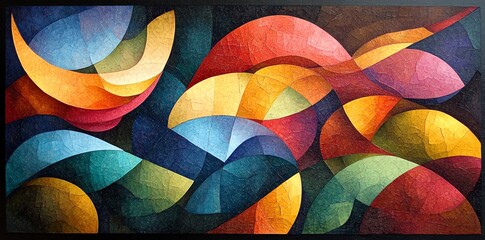 Fototapeta premium Colorful Abstract Geometric Pattern on Canvas Wall Art