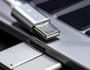 USB-C Cable Connected to Laptop