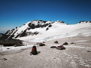 climbing mount kazbeg in georgia in summer