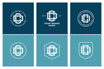 Set monogram letter CD badge logo with interlock modern style badge design, text editable for clothing brand brand identity, tailors and etc.