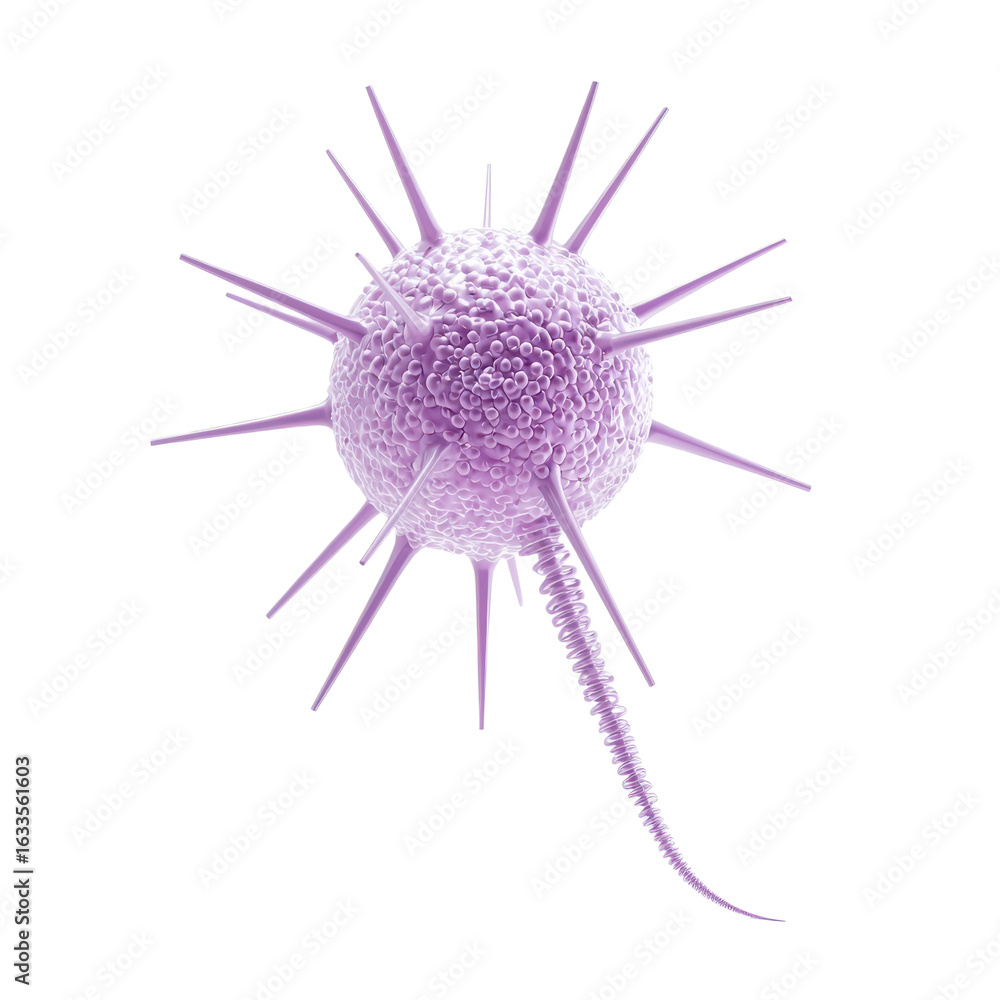 Aufkleber microscopic representation of a spiky cell structure. isolate on transparent background