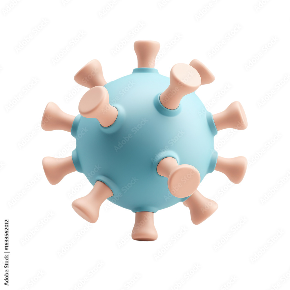 Poster 3d virus model with protruding spikes. isolate on transparent background