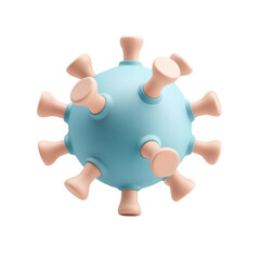 3D virus model with protruding spikes. isolate on transparent background
