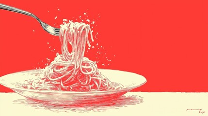 Delicious Spaghetti with Parmesan Cheese: A Vibrant Culinary Illustration