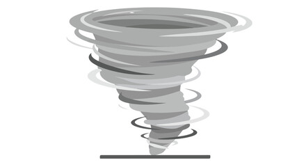 Cartoon gray tornado funnel cloud with a base line