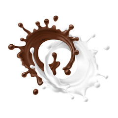 vector illustration of a chocolate and milk splash