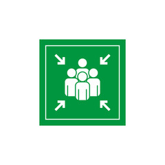 Assembly point sign set on transparent background. Symbol of emergency evacuation, icon
