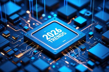 Chip with 2026 Trends Text - Technology and Future Concepts