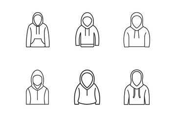 Seamless pattern of hoodies outlined on white background apparel and fashion concept casual clothing items graphic element