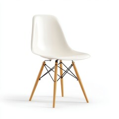 A stylish, minimalist chair with a sleek design and wooden legs