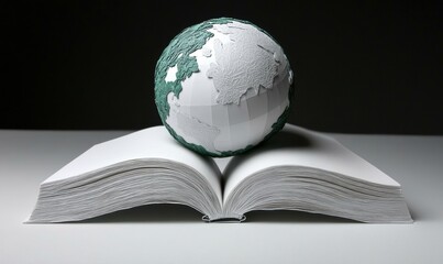 Globe on open book concept depicting education learning and global studies
