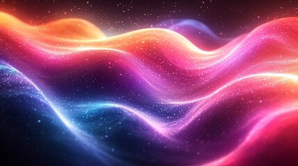 Obraz premium Abstract wavy lights in vibrant colors with sparkling particles