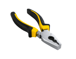 Pliers tool hand tool metal tool yellow tool black tool grip tool work on transparent background