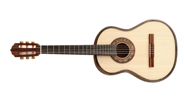 Acoustic guitar front viewTransparent background, PNG file