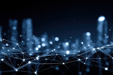 Blue Abstract Technology Background with Connected Lines and Dots