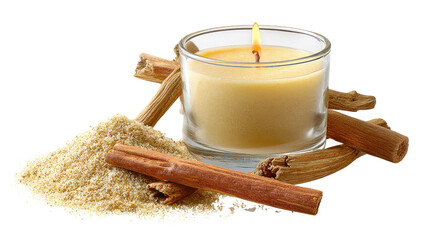 Aromatherapy candle with sandalwood scentTransparent background, PNG file