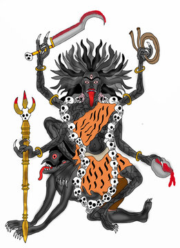 hand drawn digital art of goddess chamunda