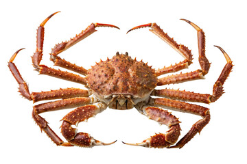 Large japanese spider crab with long spiny legs isolated on transparent background