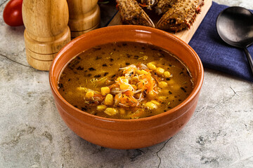 Hot Crab corn soup with vegetables