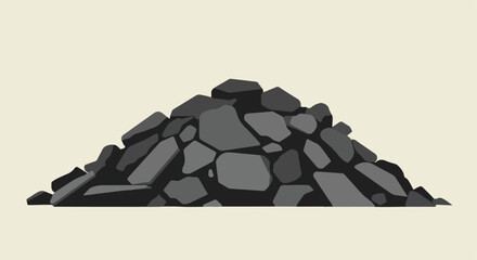 A monochrome pile of rocks on a beige surface, simple vector illustration