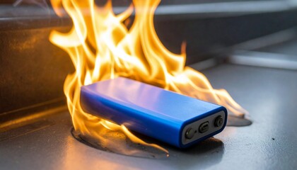 燃えているモバイルバッテリー