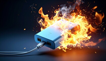 燃えているモバイルバッテリー