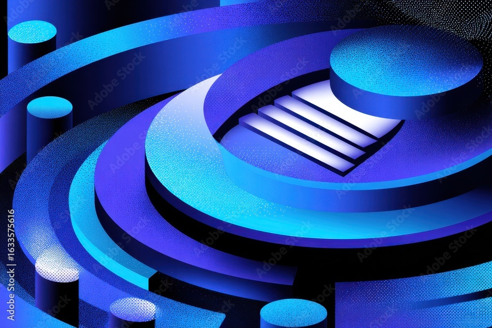 Aufkleber Futuristic podium illustration featuring sleek geometric shapes and glowing elements that create a dynamic visual effect in a modern setting