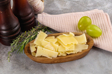 Parmesan cheese slices in the bowl