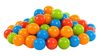 Bright plastic balls in a pile Transparent background, PNG file