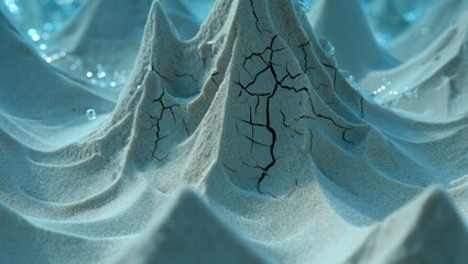 Cracked Sand Dunes with Water Droplets, Abstract Nature