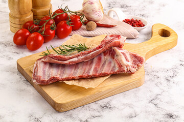 Raw lamb ribs rack for cooking